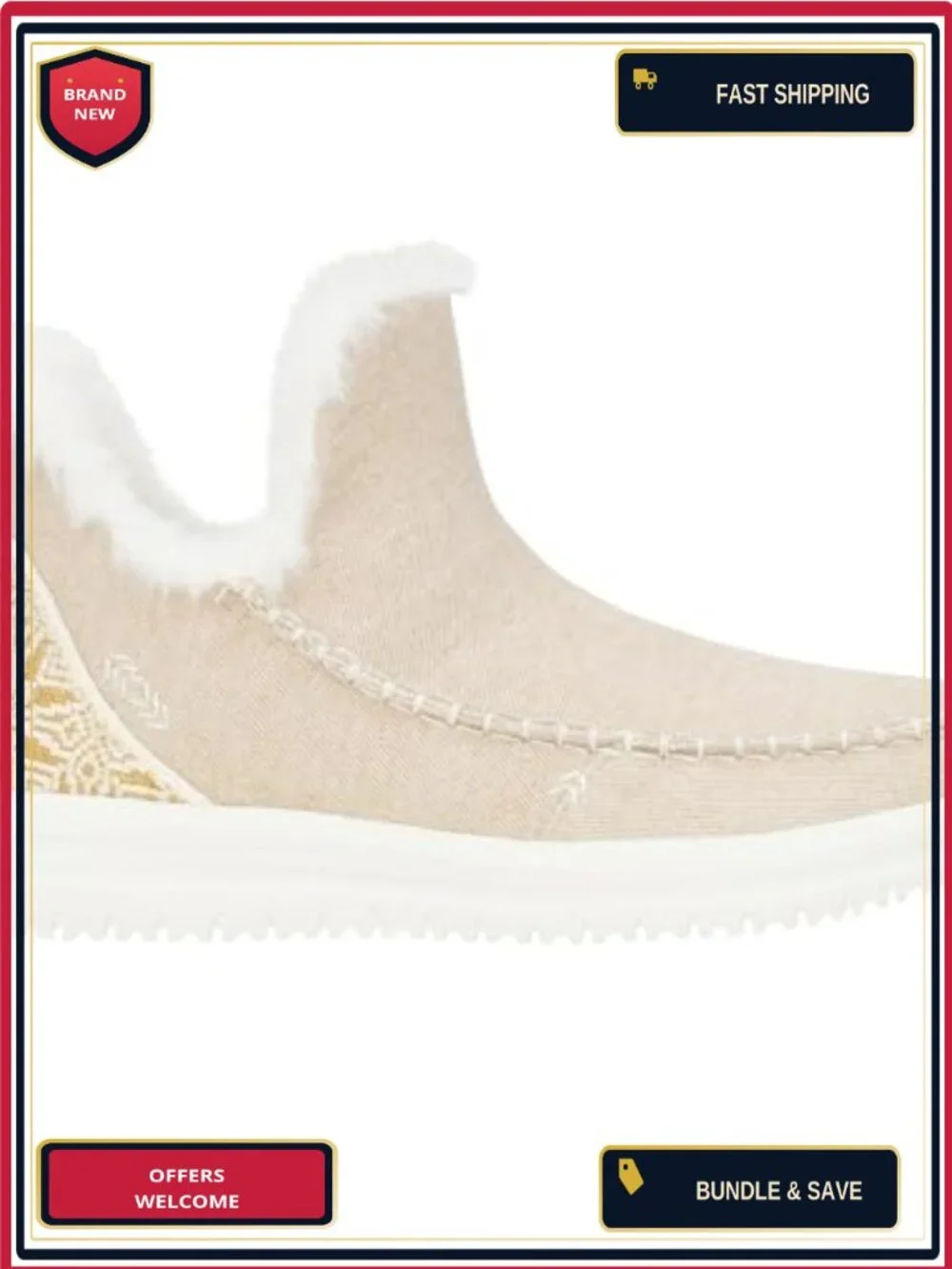 HEYDUDE Women's Camden Brushed Cozy Slip-On Boots Water Resistant Canvas